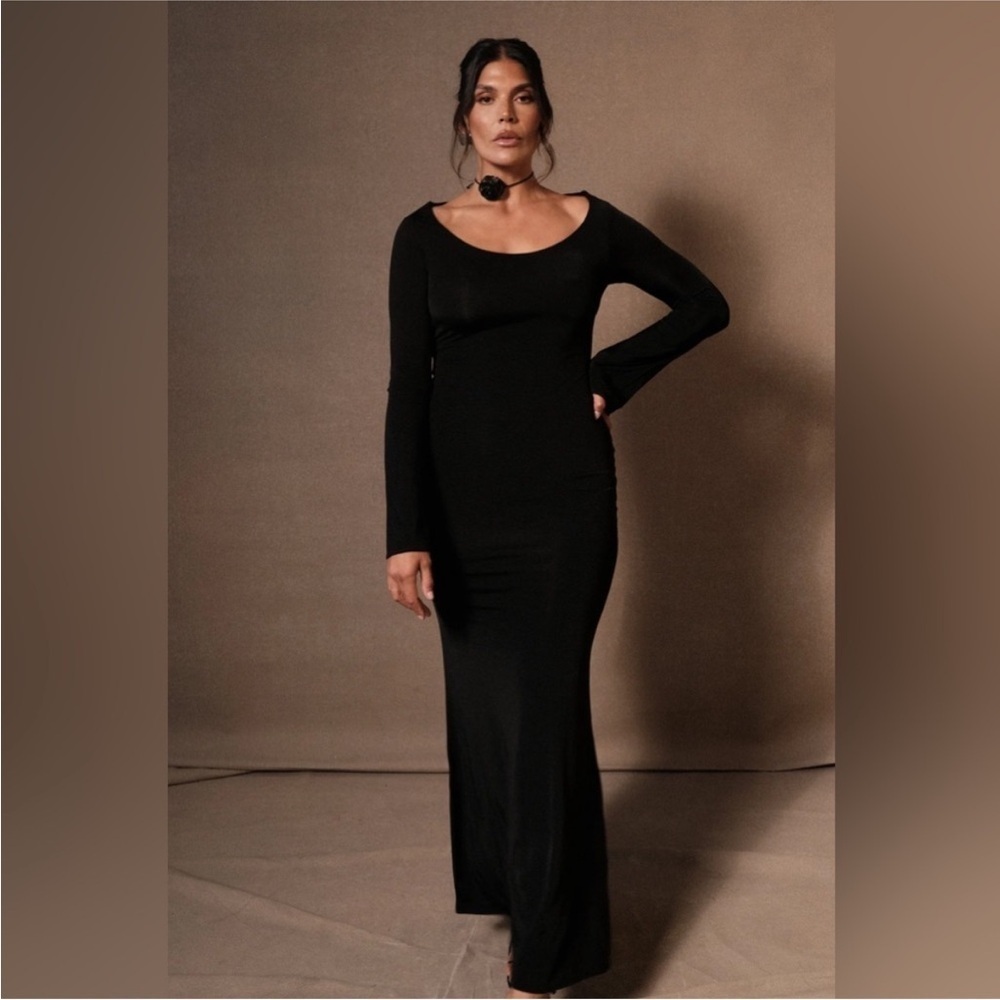 MESHKI - Millicent Long Sleeve Black Bodycon Maxi Dress Size XXS - Picture 3 of 15